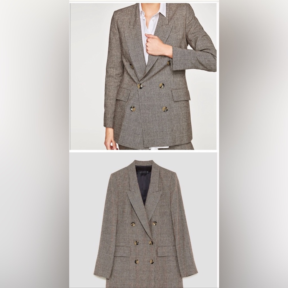 NEW Zara Plaid Double Breasted Oversized Blazer Jacket